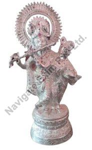 Silver Coated Krishna Radha Statue
