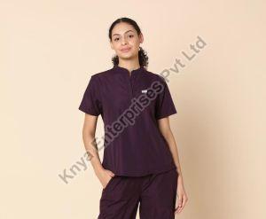 Knya Classic Womens  5-Pocket Mandarin Scrub Suit