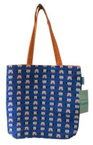 Blue Printed Cotton Carry Bag