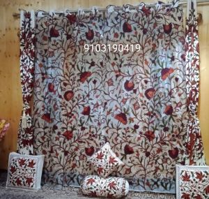Chinar design curtains with organza