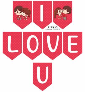 I LOVE U Banner for Valentines Day