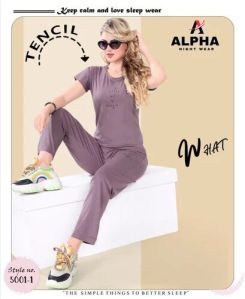 Ladies Purple Tencel Night Dress