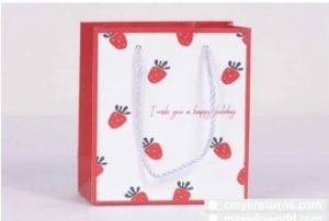 White & Red Printed Paper Bags