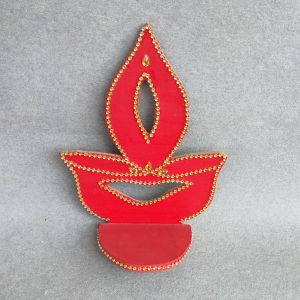 Deepak Shaped Wooden Diya Stand For Wall - Set Of 2