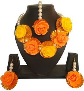 Flower Gota Patti Jewellery Set, Specialities : Vibrant Color:, Care Instructions