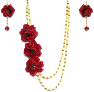 Multi-stranded Chain Style Flower Necklace Set