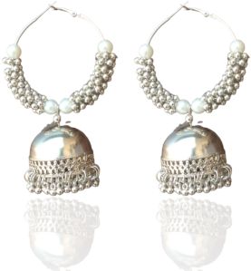 Oxidized Hoop Silver Jhumka