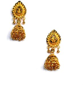 Metal Base (Alloy) Traditional Jhumki Earrings, Color : Golden