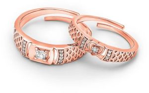 Rose Gold Embraced Couple Rings