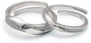 Silver Forever Linked Couple Rings