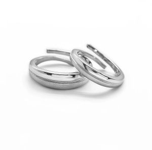 Silver Love Band Couple Rings