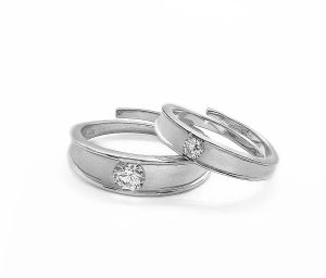 Silver Modern Love Couple Rings