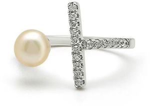 Silver Pearl Bling Ring