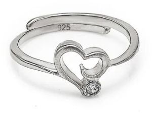 Silver Single Heart Adjustable Ring