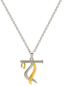 Two Tone 18k Gold Plated Baasuri Pendant With Chain