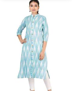 All Patterns Cotton Ikat Kurti, Stitch Type : Ready Piece