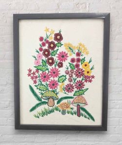 Hand Embroidered Flower Wall Hanging