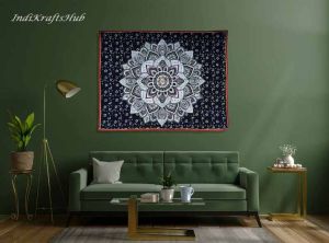 Handmade Black White Unique Mandala Tapestry Wall Hanging