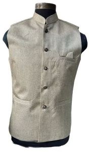 Solid Mens Silk Nehru Jacket, Sleeve Style : Sleeveless