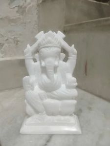 White Plain Marble Ganesh Statue For Worship