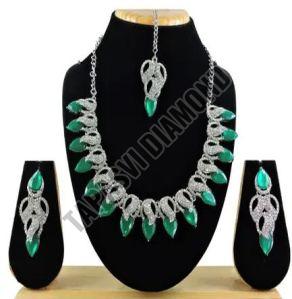 Partywear Diamond Necklace Set, Packaging Type : Velvet Box