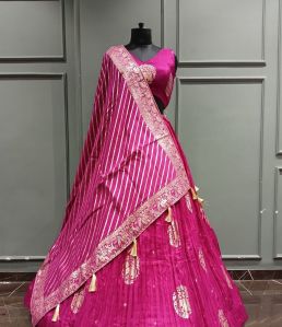 Dark Pink Lehenga Choli, Design : Embroidery