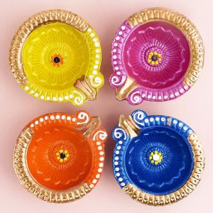 Shreeji Handicraft Clay Diya Set For Decoration