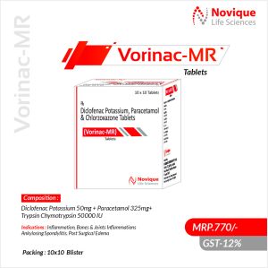 Diclofenac Potassium 50 Mg + Chlorzoxazone 250 Mg + Paracetamol 325 Mg Tablets