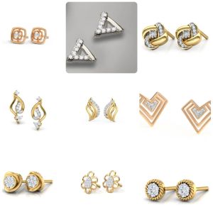 Polished Ladies Diamond Ear Tops, Color : Silver, Gold