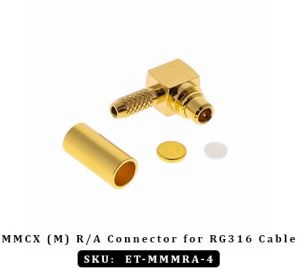 MMCX (M) R/A Connector For RG316 Cable