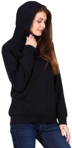 Ladies Black Cotton Blend Hoodie