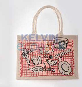 10 X 12 X 6 Inch Printed Jute Lunch Bag