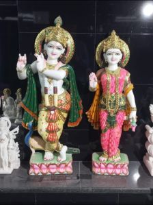 Multicolor Marble Radha Krishna Statue 12 Inch 10 Foot For Use Worship