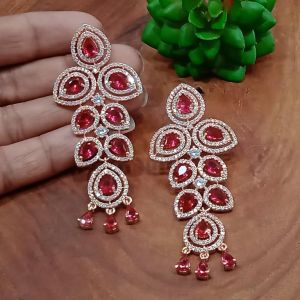 Indiacz Brass Silver Designer Artificial Earrings