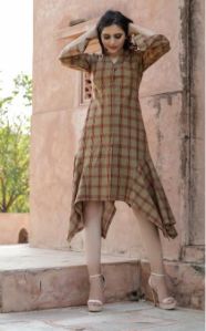 Asymmetric Check Dress