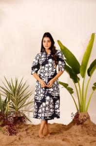 Floral Print Waist Cut-out Shirt Dress