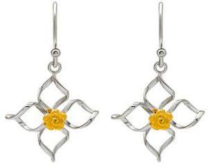 18k Gold Plated Two Tone Silver Daffodil Earrings