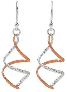 18k Rose Gold Plated Two Tone Silver Spiral Earrings