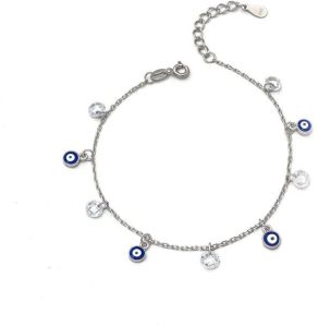 Silver Crystal Evil Eye Bracelet