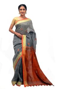 Designer Bi Colour Linen Soft Saree