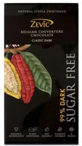 Zevic 99% Dark Belgian Couverture Chocolate With Stevia- Classic Dark