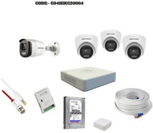 Hikvision 2MP Colorvu 3 Dome 1 Bullet CCTV Camera Kit Full Combo Kit