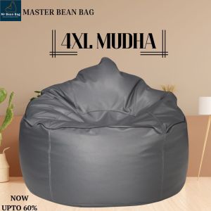 4XL Royal Mudha Dark Grey With Foot Rest Bean Bag