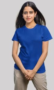 180GSM BIO WASH NAVY BLUE PLAIN WOMEN'S T SHIRT