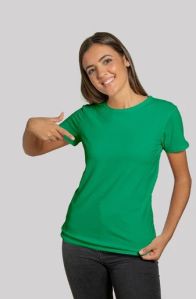 180GSM BIO WASH SPANISH GREEN PLAIN WOMEN'S T SHIRT