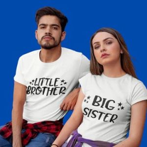 ADULT SIBLING T-SHIRT BIG SISTER LITTLE BROTHER