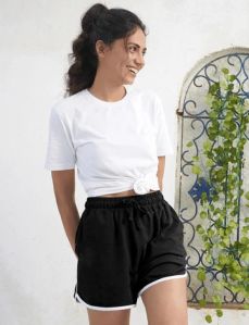 BLACK COTTON WOMEN SHORTS