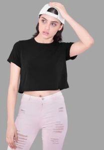 JET BLACK PLAIN CROP TOP