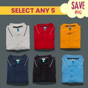 MEN'S POLO T-SHIRTS 220 GSM COMBO SET OF 5