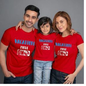 MOM DAD & DAUGHTER T-SHIRT VACATION MODE ON